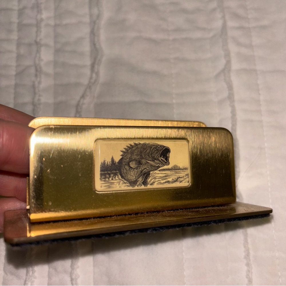 Barlow Brass Business Card Holder Bass Fish Made in the USA!